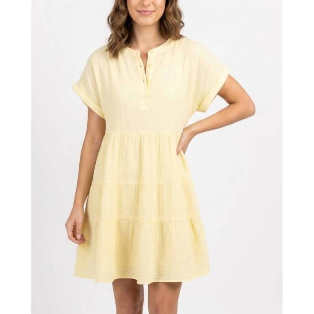 NEW IN FEBRUARY double gauze babydoll dress in yellow - Picture 2 of 2